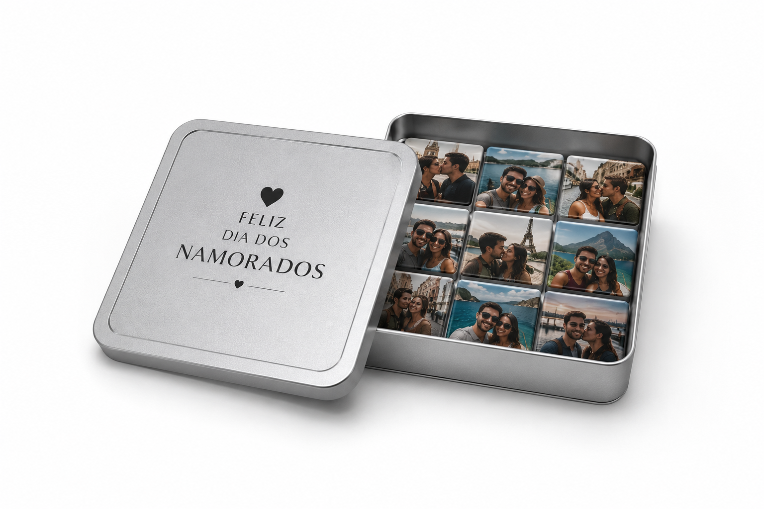 Lata Presente Dia Dos Namorados Com Imãs Personalizados