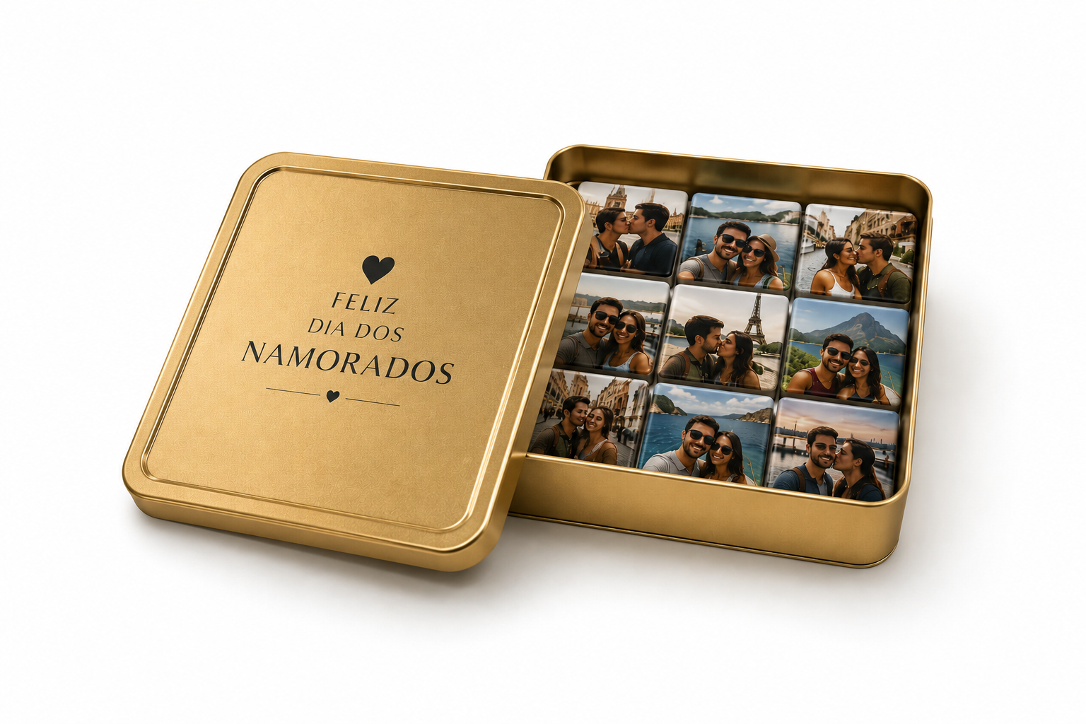 Lata Presente Dia Dos Namorados Com Imãs Personalizados