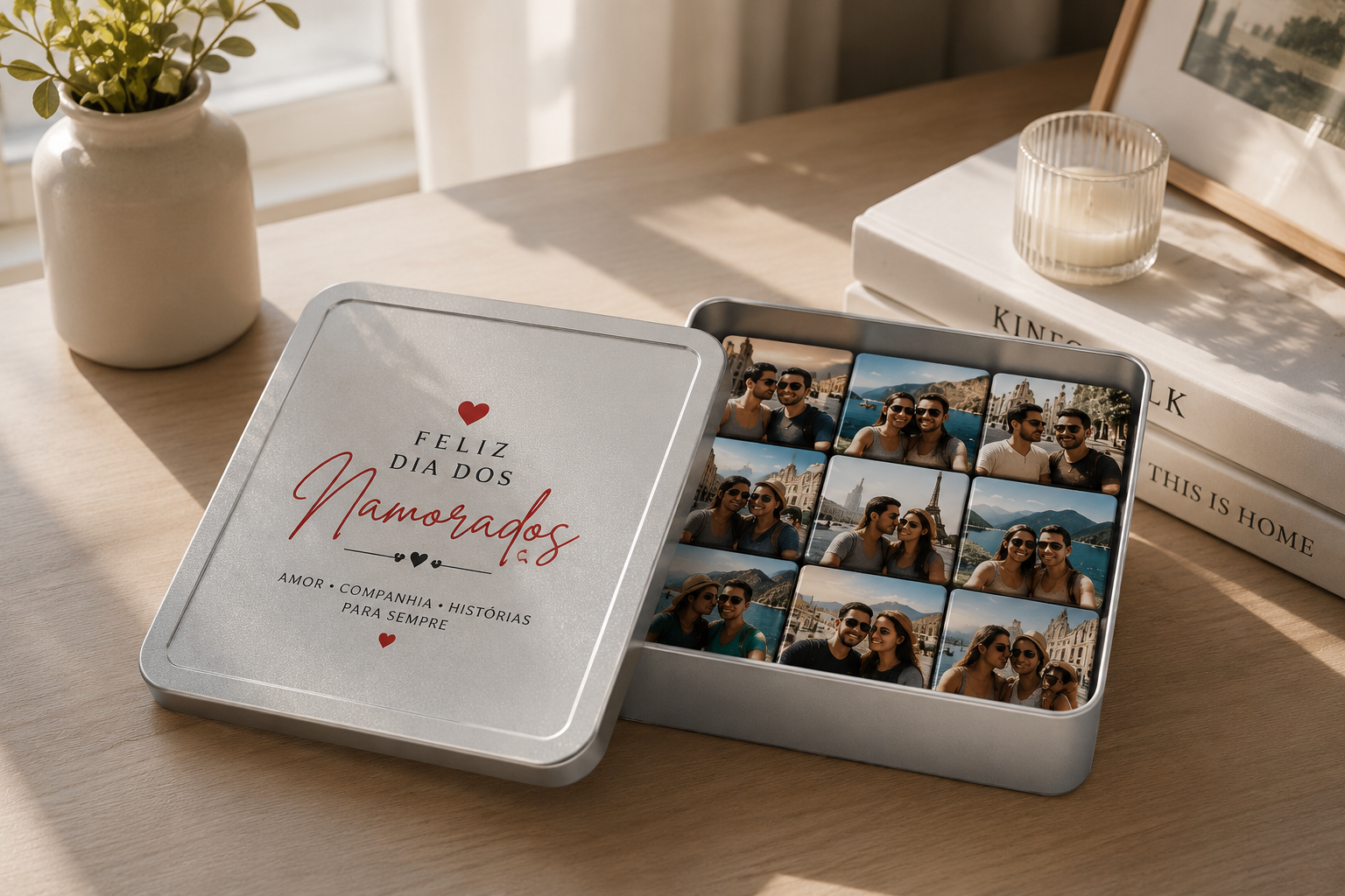 Lata Presente Dia Dos Namorados Com Imãs Personalizados