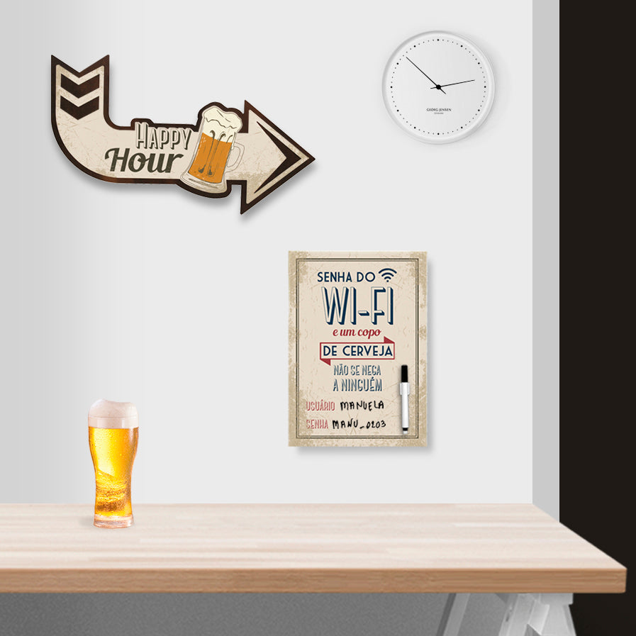 Placa Decorativa Seta Happy Hour